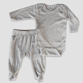 Luxe Baby Footed Pants and Long Sleeve Bodysuit Sets Heather Gray 12