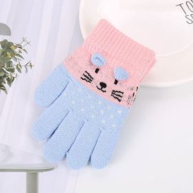 Girls Cute Cartoon Cat Gloves Winter Thick Knit Boys Kids Newborn Mittens Children Keep Finger Warm Gloves For Baby 3-7Years Old