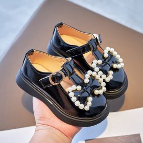 Spring Bowknot Pearl Leather Princess Shoes For Girls Children Baby Shoes