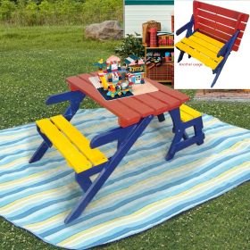 KID'S MULTI-FUNCTIONAL ARM CHAIR, TABLE+ 2 BENCHES,All-in-one