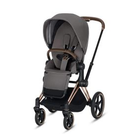 CYBEX Priam 3-in-1 Travel System Rose Gold with Brown Details Baby Stroller â€“ Manhattan Grey