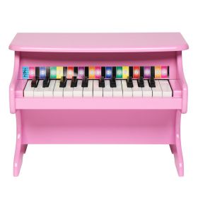 Wooden Toys: 25-key Children's Wooden Piano / Vertical (without Chair) Mechanical Sound Quality Pink RT