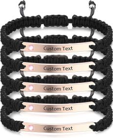 Personalized Friendship Bracelets for 2; 3; 4; 5 Free Engraved ID Matching Bracelets Handmade Braid Rope Adjustable Bracelets for Friends Couple