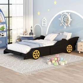 Twin Size Race Car-Shaped Platform Bed with Wheels