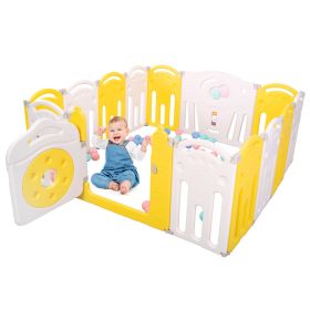 14 Panel Foldable Baby Playpen, Baby Safety Play Yard Kids Activity Centre Portable Baby Fence