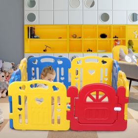 8-Panel Baby Fence;  Toddlers Playpen with Safety Lock;  Kids Play Center Indoor Outdoor