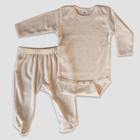 Luxe Baby Footed Pants and Long Sleeve Bodysuit Sets Oatmeal 6