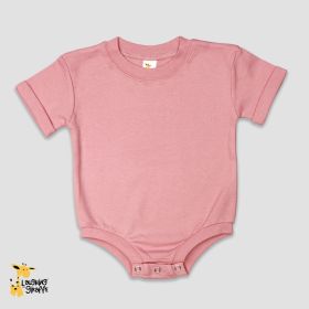 Pink Rolled Short Sleeve Baby Bubble Rompers (Option: Premium 100% Cotton 36M)