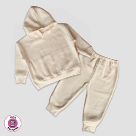 Toddler Fleece Jogger Pants and Hoodie Set (Option: 100% Polyester Natural 2T)