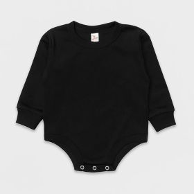 Baby Long Sleeve Fleece Bubble Rompers (Option: Black  100% Polyester 36M)