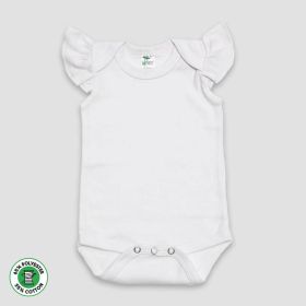 Baby Girls One (Option: Piece Onesies with Flutter Sleeve – White – PolyesterCotton Blend 03M)