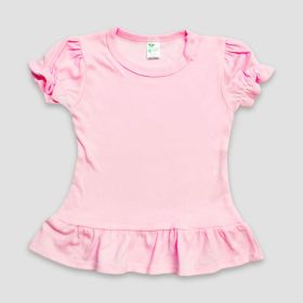 Youth Girls Short Sleeve Ruffle T (Option: Shirts – Polyester Cotton Blend Pink XS)