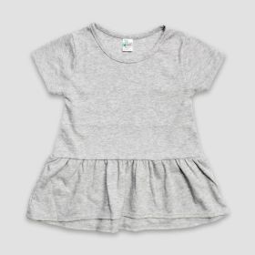 Toddler Girls' Short Sleeve Peplum Tops (Option: Heather Gray  Polyester Cotton Blend Heather Gray 3T)