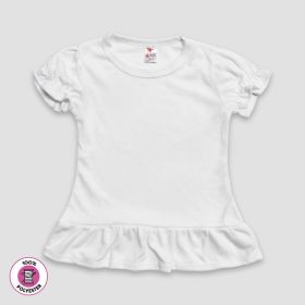 Youth Girls' Short Sleeve Ruffle T (Option: Shirt – White – 100% Polyester S)