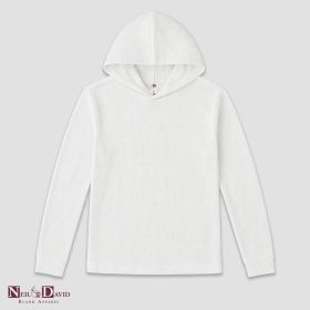 Men’s Long Sleeve Hooded T (Option: Shirts – White – 100% Polyester XL)