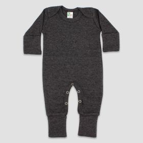 Luxe Baby One (Option: Piece Footed Sleep N Play with Fold Over Mittens – Polyester Cotton Blend Black Heather Newborn)