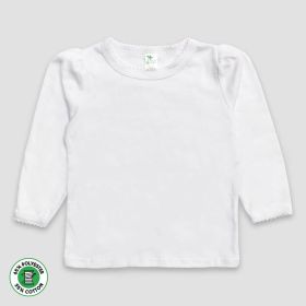 Youth Girls Scallop T (Option: Shirt Long Sleeve – White – Polyester Cotton Blend S)