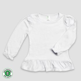 Youth Girls' Long Sleeve Ruffle T (Option: Shirts – White – Polyester Cotton Blend S)