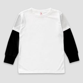 Toddler Twofer T (Option: Shirt Long Sleeve – 100% Polyester White/Black 4T)