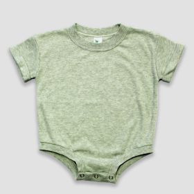 Luxe Rolled Short Sleeve Baby Bubble Rompers (Option: Polyester Cotton Blend Sage Heather 12)