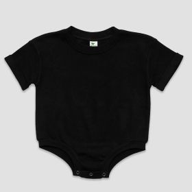 Rolled Short Sleeve Baby Bubble Rompers (Option: Black  Polyester Cotton Blend 36M)