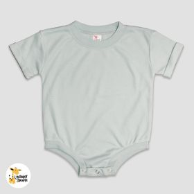 Rolled Short Sleeve Baby Bubble Rompers (Option: Premium 100% Polyester Silver 612M)
