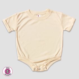 Rolled Short Sleeve Baby Bubble Rompers (Option: Premium 100% Polyester Natural 36M)
