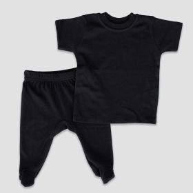 Luxe Baby Footed Pants and Short Sleeve T (Option: Shirt Sets Black 36M)