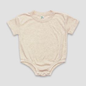 Luxe Rolled Short Sleeve Baby Bubble Rompers (Option: Polyester Cotton Blend Oatmeal 18)