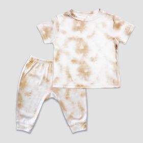 Baby Jogger Pants and Short Sleeve T (Option: Shirt Sets  Pigment Dyed  PolyesterCotton Blend Latte 1218M)