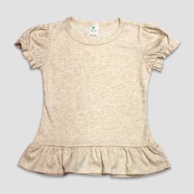 Toddler Girls Short Sleeve Ruffle T (Option: Shirts – Polyester Cotton Blend Oatmeal 5T)