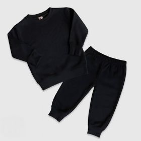 Toddler Fleece Jogger Pants and Sweatshirt Set (Option: Black  100% Polyester 2T)
