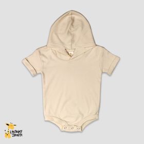 Rolled Short Sleeve Hooded Bubble Romper (Option: Natural  Premium 100% Cotton 36M)