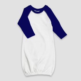 Baby Raglan Gown Fold Over Mittens (Option: Premium 100% Cotton White/Navy)
