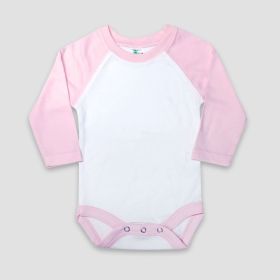 Baby Long Sleeve Raglan One (Option: Piece Onesies – Polyester Cotton Blend White/Pink 1824M)