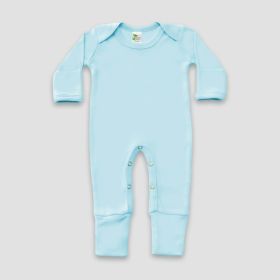 Baby One (Option: Piece Pajamas With Fold Over Mittens & Footies – Polyester Cotton Blend Blue Newborn)