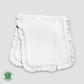 Baby Ruffle Burp Cloths – 2 (Option: Ply – Polyester Cotton Blend White)