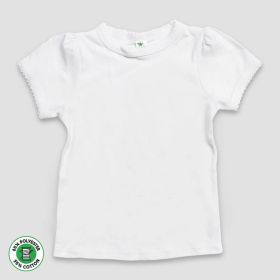 Youth Girls T (Option: Shirt with Scallop Trim – Short Sleeve – White – Polyester Cotton Blend M)