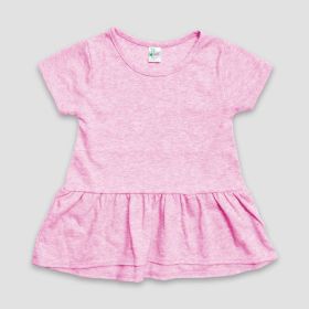 Toddler Girls' Short Sleeve Peplum Tops (Option: Heather Gray  Polyester Cotton Blend Cotton Candy Pink 4T)