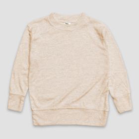Luxe Youth Long Sleeve Crew Neck Pullover Shirts (Option: Polyester Cotton Blend Oatmeal L)
