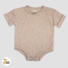 Luxe Rolled Short Sleeve Baby Bubble Rompers (Option: Polyester Cotton Blend Truffle 0)