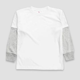 Toddler Twofer T (Option: Shirt Long Sleeve – 100% Polyester White/Heather Gray 5T)