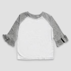 Toddler Girls' Ruffle Raglan T (Option: Shirts – White/Heather Gray – 100% Polyester 5T)