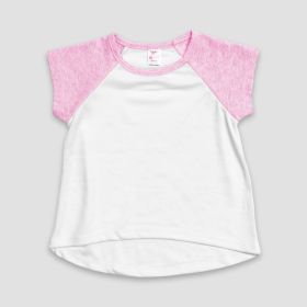 Toddler Short Sleeve Raglan High (Option: Low – Heather Gray  100% Polyester White/Pink 5T)