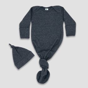 Luxe Knotted Baby Gown and Hat Set (Option: Polyester Cotton Blend Black Heather)