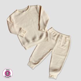 Toddler Fleece Jogger Pants and Sweatshirt Set (Option: 100% Polyester Natural 2T)
