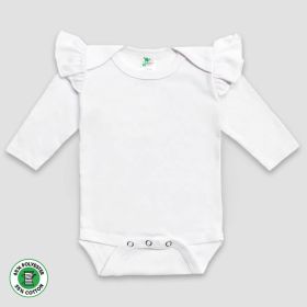 Baby Girls Long Sleeve One (Option: Piece Onesies with Flutter Sleeve – White – PolyesterCotton Blend 36M)