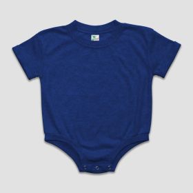 Luxe Rolled Short Sleeve Baby Bubble Rompers (Option: Polyester Cotton Blend Denim Heather 0)