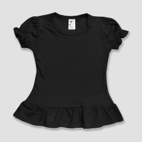 Toddler Girls Short Sleeve Ruffle T (Option: Shirts – Polyester Cotton Blend Black 5T)