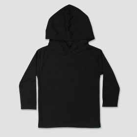Long Sleeve Hoodie Toddler Tees – Black (Option: PolyCotton Blend 2T)